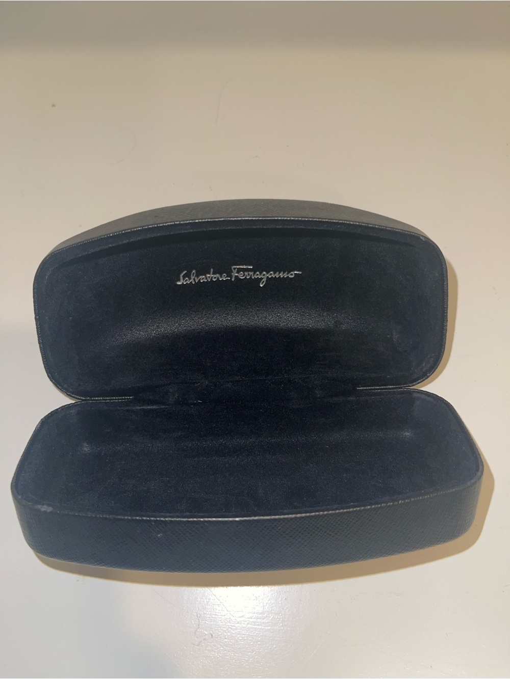 Salvatore Ferragamo Black Hard-Shelled Sunglass Case Inside Velvet